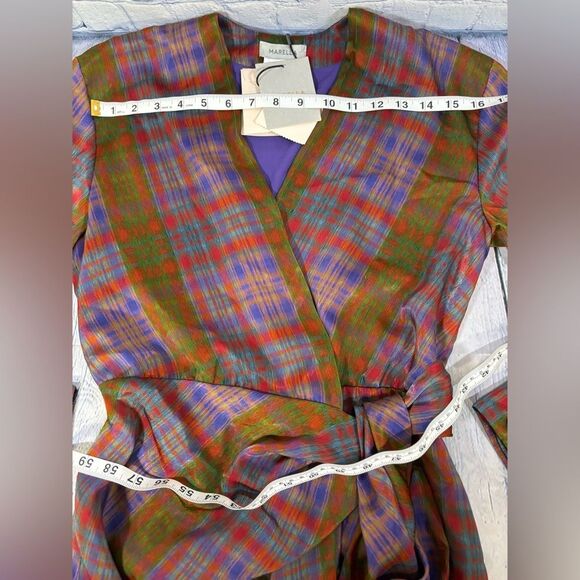 NWT MARELLA Rank Green Plaid Luxury Designer Party Wedding Mini Wrap Dress 2 - Picture 13 of 15